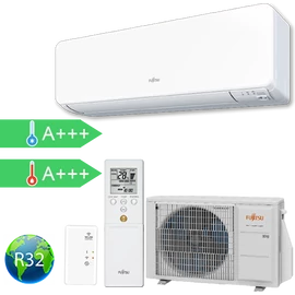 FUJITSU ASYG12KGTB/AOYG12KGCA (kültéri + beltéri egység) Oldalfali split klíma 3,4 kW Hősz. Inver. R32