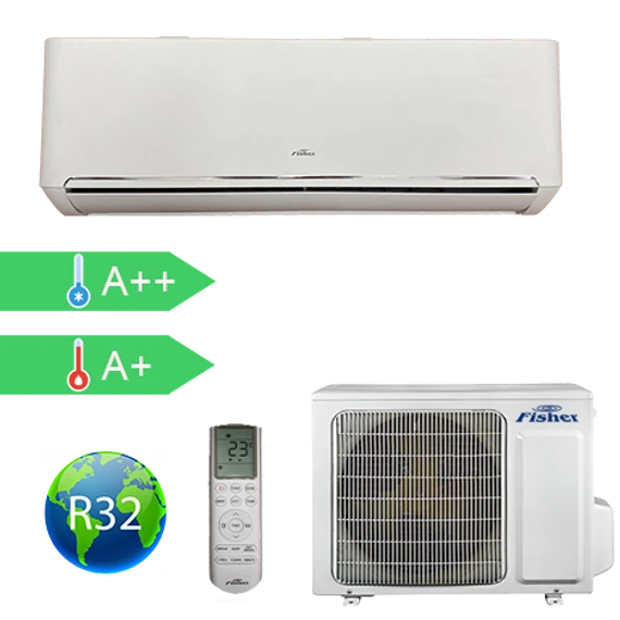 FISHER  FSAI-SU-95FE3 (kültéri + beltéri egység) Oldalfali split klíma 2,6 kW,Hősz, Inverter , R32, WIFI